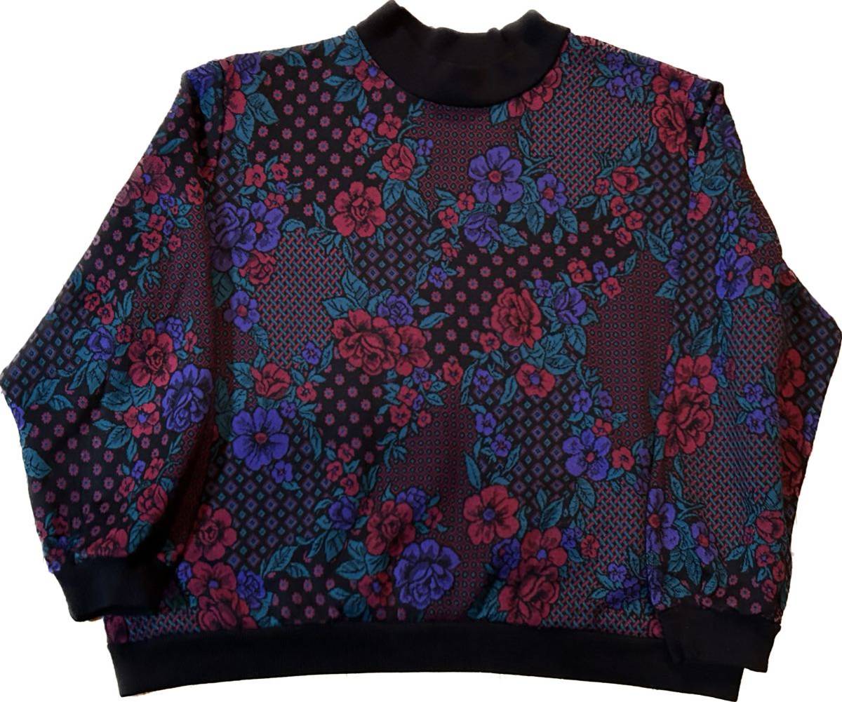 USA製 Vintage Flower Pattern Sweater フラワー総柄ジャガードセーター アクリルニット アメリカ古着 花柄 ヴィンテージ拍卖