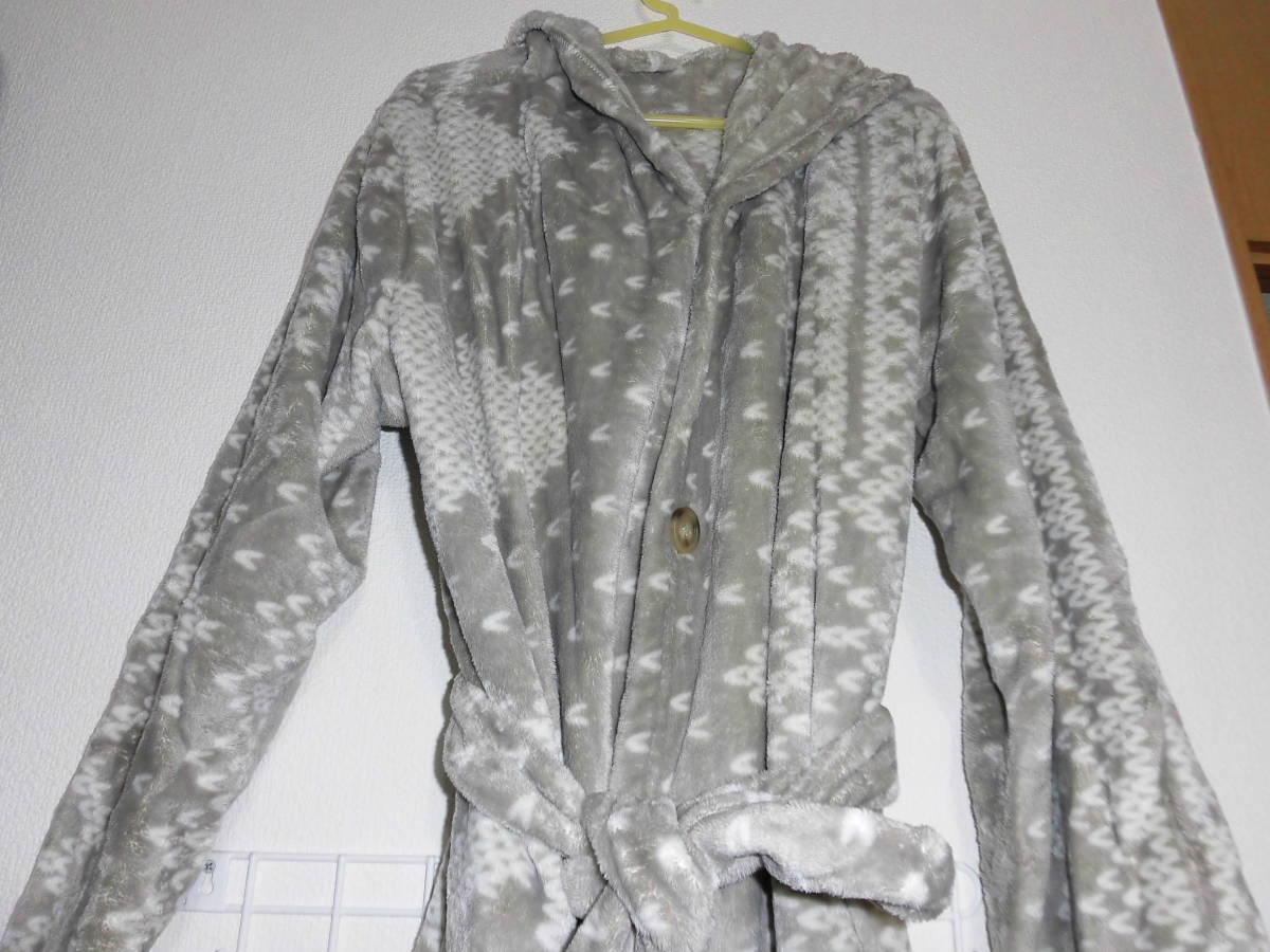 メンズガウン 着るブランケット フード付き 部屋着 着丈140cm チャコールグレー拍卖