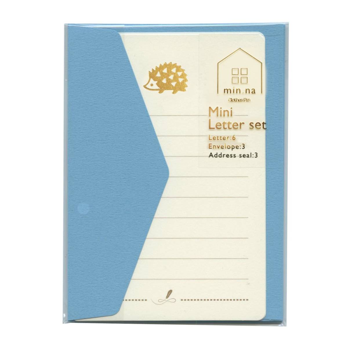 【即決】▽ミニレターセット▽ クローズピン ハリネズミ はりねずみ 手紙 水色 かわいい 動物 便箋 封筒 メッセージ / LS-16240拍卖