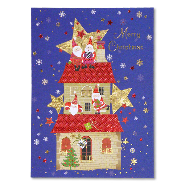 @【即決】▽クリスマスカード▽ EASE/ポストカード/105×145mm/サンタクロース/星/かわいい/封筒サイズ//PX-4289拍卖