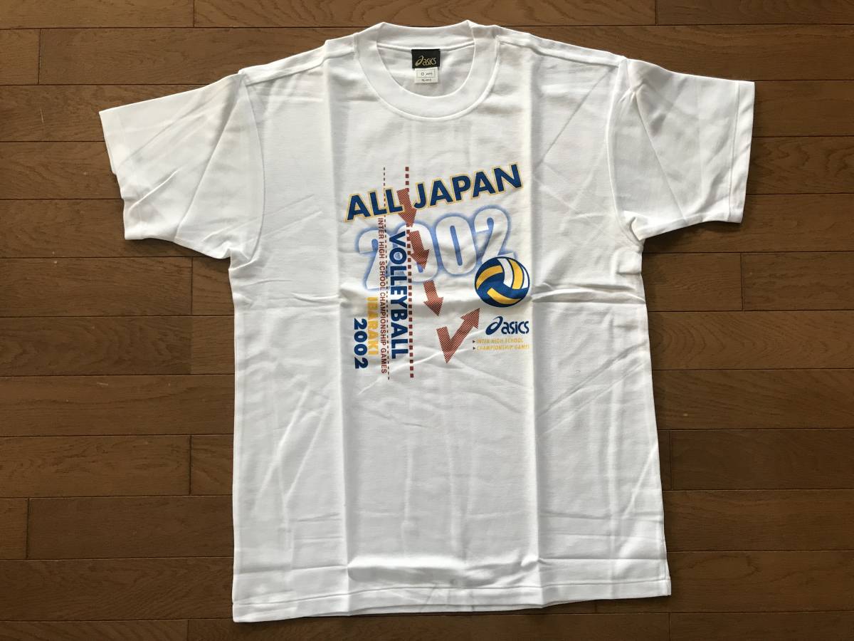 当時物 未使用 デッドストック アシックス 半袖Tシャツ 丸首 バレーボール サイズ:O  TM9874拍卖