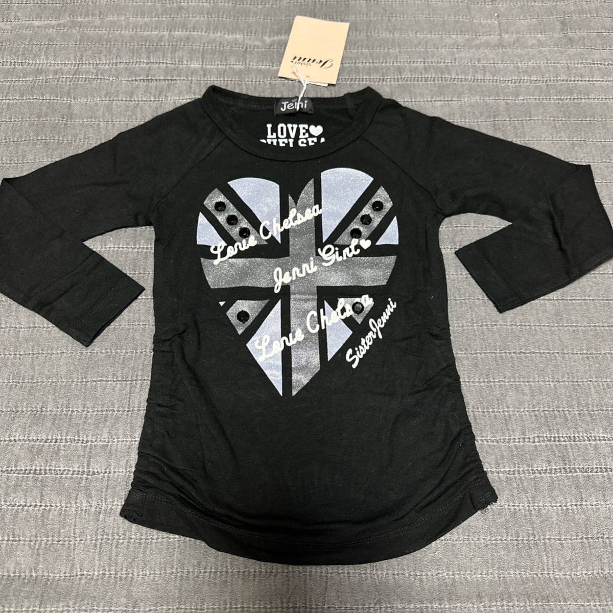 新品JENNIジェニィ ユニオンジャック両プリ長袖TシャツロンT100 チャビーギャング タグ付き 子供服 定価4095円 サイドシャーリング拍卖