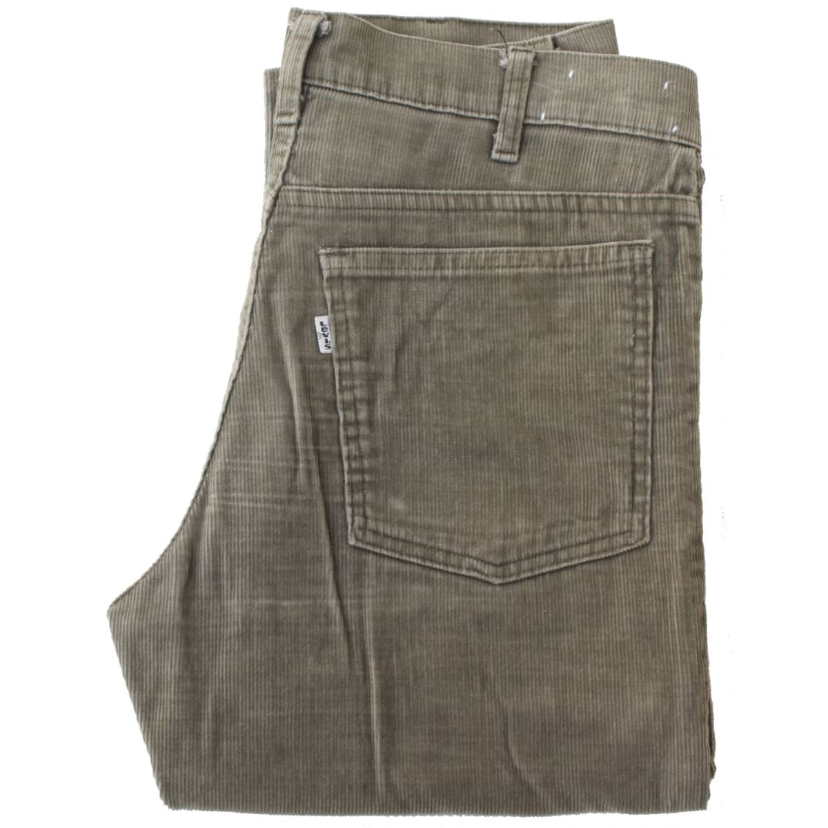 (31722)良品88年製MADE IN USA LEVISリーバイス519-1534コーデュロイパンツW30 (刻印523Mアメリカ米国製80sヴィンテージ カーキ緑グリーン)拍卖