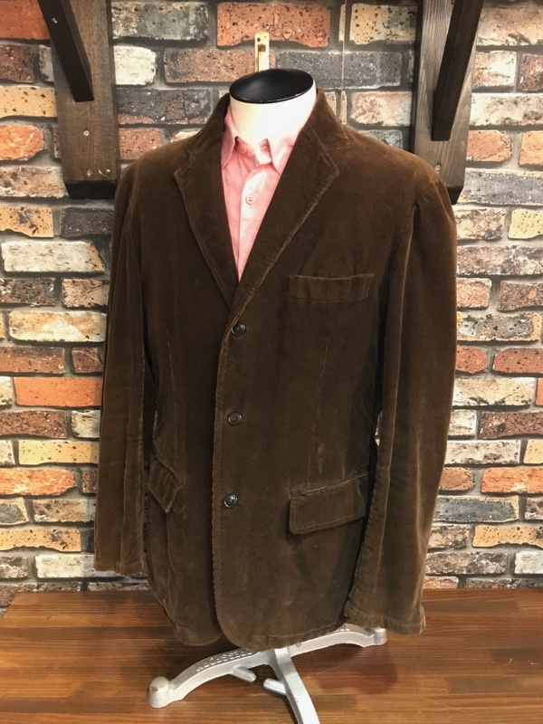 F763 メンズジャケット nano universe ナノユニバース コーデュロイ テーラード おしゃれ 無地 タイト 3釦 3B ブラウン/ M拍卖