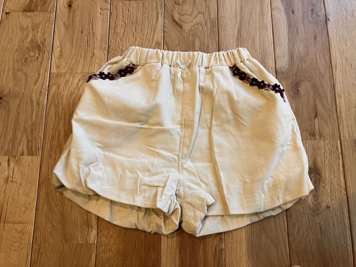 新品 女の子 ベビー 薄手コーデュロイ ショートパンツ 100センチ拍卖