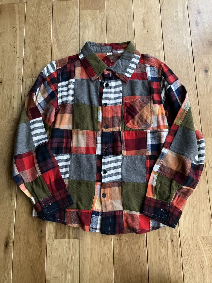 新品 男の子 パッチワークデザイン 長袖 シャツ 140センチ拍卖