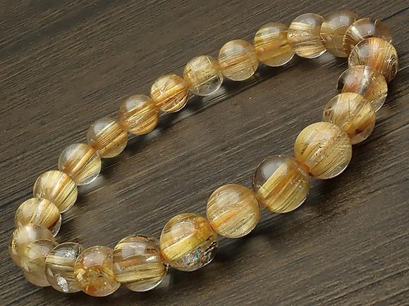 【鑑別書付き】ブラジル産 ルチルクォーツ 丸玉ブレス 8mm No.8【1点もの】 / 60-21 RT8BS8拍卖