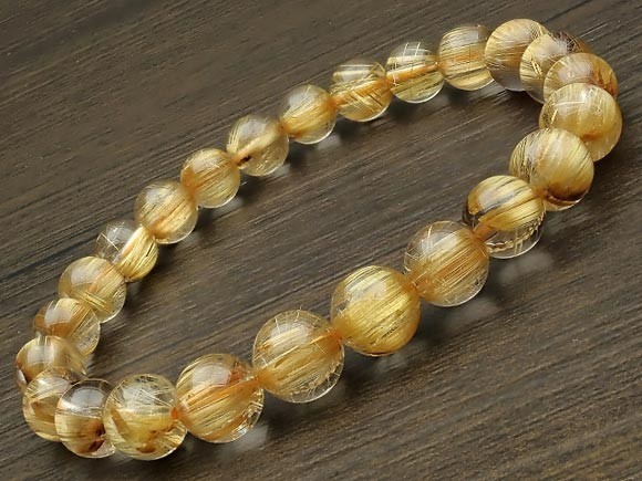 【鑑別書付き】ブラジル産 ルチルクォーツ 丸玉ブレス 8mm No.3【1点もの】 / 60-21 RT8BS3拍卖