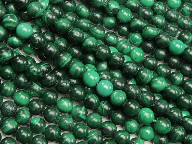 マラカイト 丸玉 4mm 【1連販売】 / 6-4 MR4M拍卖