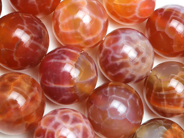 ファイアーアゲート 丸玉 12mm【1連販売】 / 5-3 AGFI12拍卖