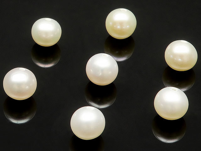 粒販売 淡水真珠 ホワイトパール 丸玉ポテト 6mm 片穴 3粒販売 / T077 PLPL6PT拍卖