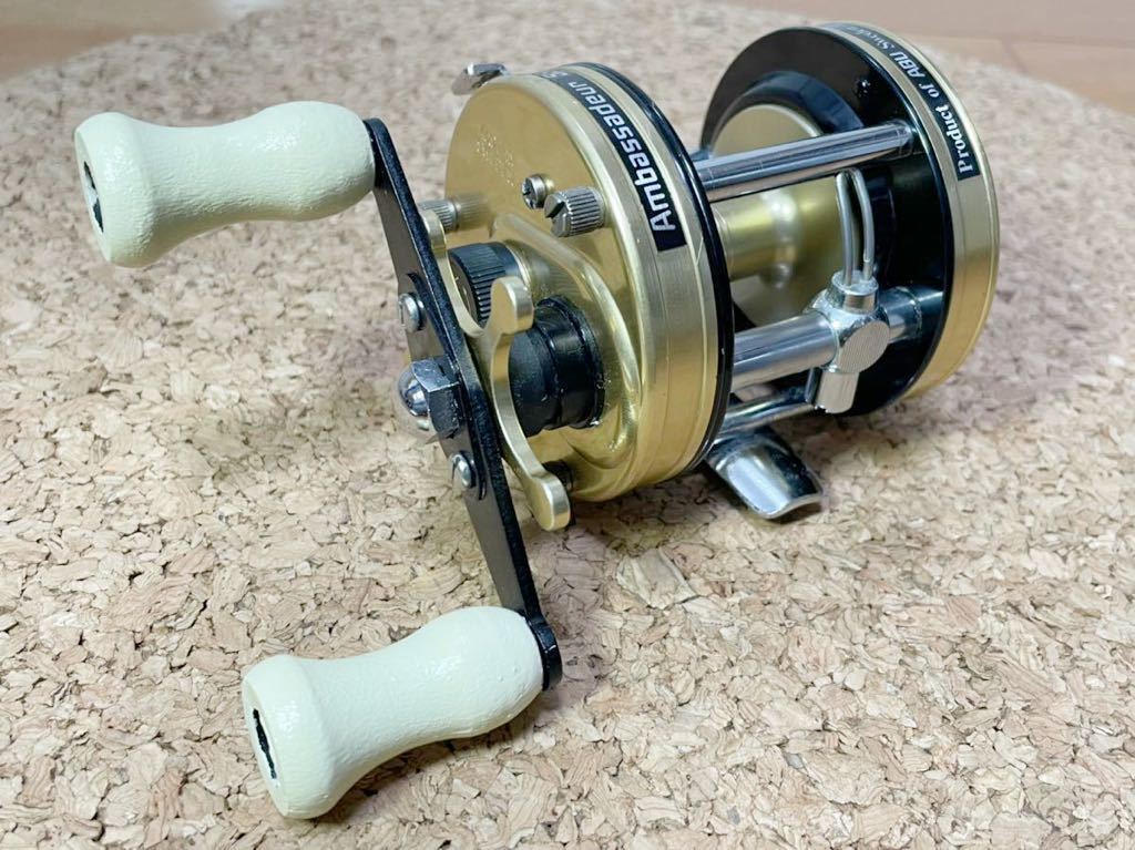 ★即決!稀少 アブ アンバサダー 5500CA ハンドルカスタム ゴールドカップ&スプール 美品! 機関好調 ABU Ambassador ★拍卖