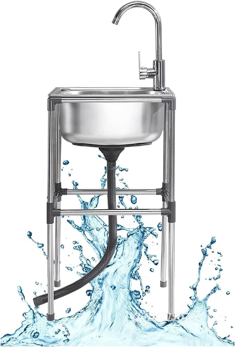 人気推薦★ 流し台 ガーデンシンク 業務用流し台 屋外 流し台 キッチンシンク ステンレス製簡易流し台 アップグレードされたフリースタンデ拍卖