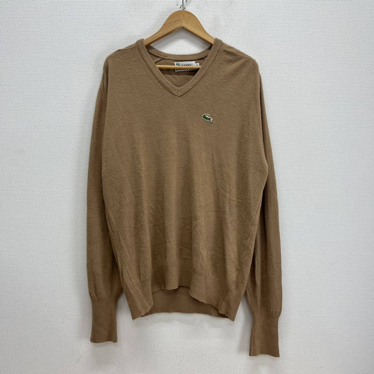 IZOD LACOSTE アイゾッド ラコステ 70s 70年代 糸巻きタグ Vネック アクリルニット セーター XL 10111056拍卖