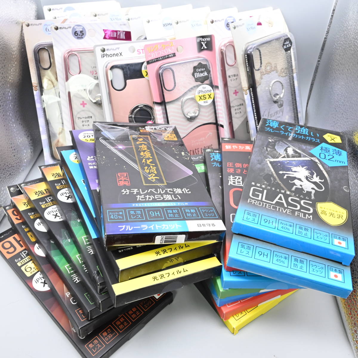 〇0425 【27個まとめ】iPhone ガラス プロテクト フィルム/ケース カバー 透明 プラスチック ラインストーン X XR XSMax 6.5 5.8inch拍卖