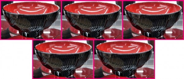 【送料無料 会津塗 お椀 5個】★漆器 「亀甲汁椀 黒内朱」:日本製 レンジ・食器洗浄機対応 No3b:DS 8240 食器 椀 小丼 小丼ぶり拍卖