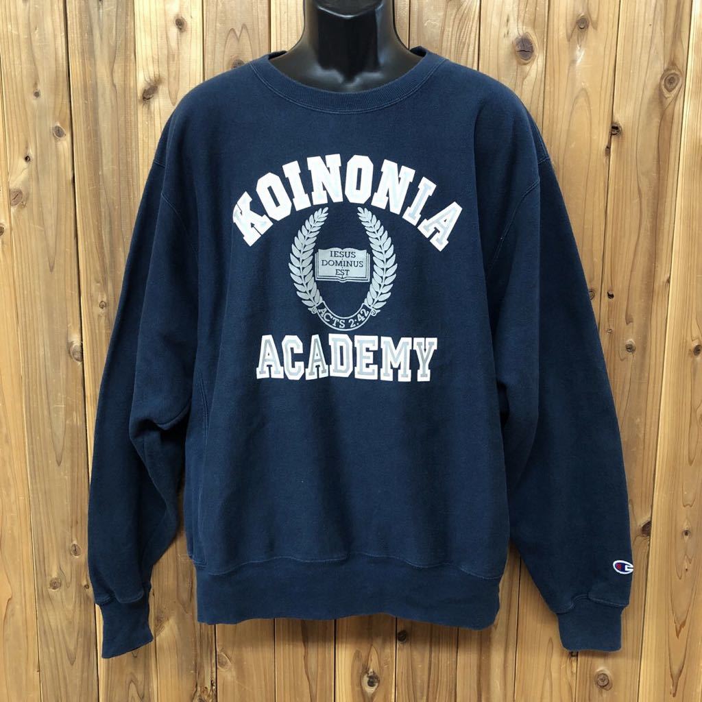 Champion /チャンピオン /メンズL 長袖 スウェット トレーナー 裏起毛 トップス ロゴプリント KOINONIA ACADEMY アメカジ USA古着拍卖