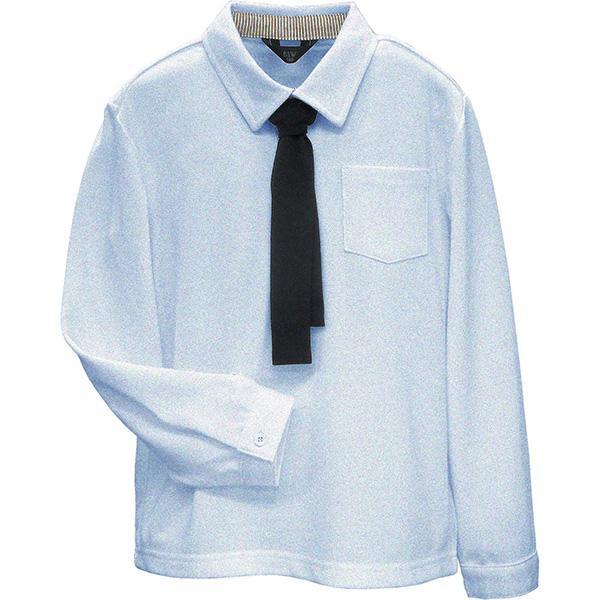 ☆新品☆ 長袖 ポロシャツ 110 ネクタイ付き 子供服 男の子 キッズ サックス 3108 カノコ 通年 結婚式 入園式 卒園式 入学式 発表会 中国製拍卖