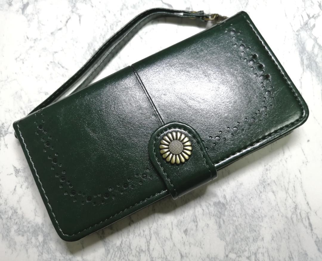 ピジュー 手帳型 iPhone13用 PUレザーケース モスグリーン緑拍卖