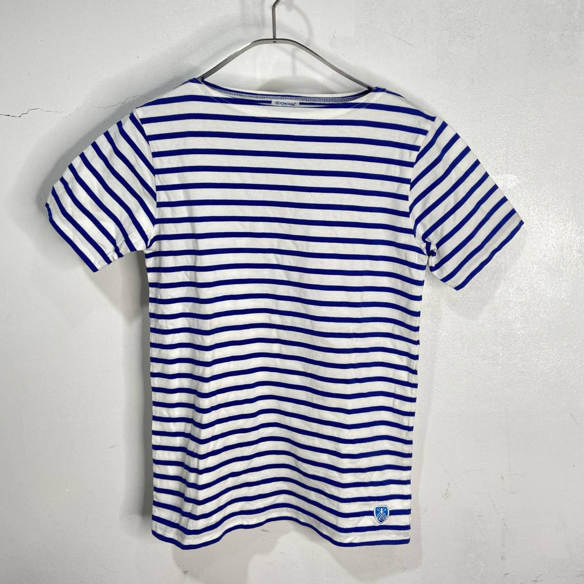 送料無料☆ORCIVAL☆オーシバル☆バスクTシャツ☆半袖☆ボートネック☆マリンボーダー☆ボーダー柄☆ブルー☆レディース2☆S相当☆J23拍卖