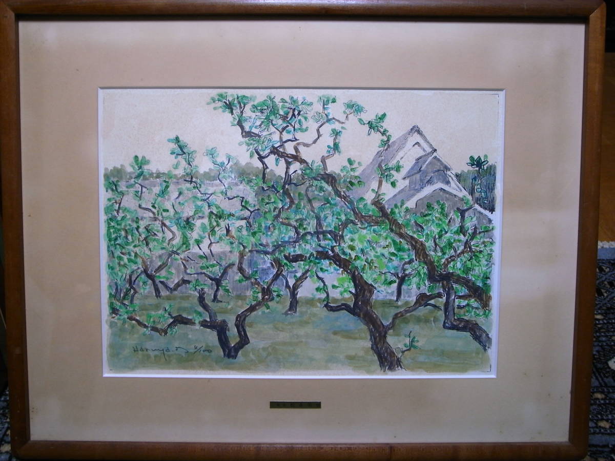 ★ 松本明也 リトグラフ手彩色 柿若葉 (大和路)★拍卖