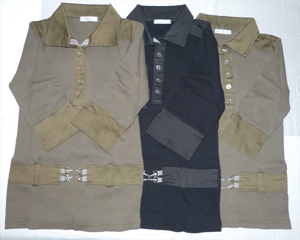 ★ 7分袖 カットソー 3枚まとめ売り 黒1枚 グリーン2枚 ★拍卖