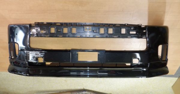 ATM3Xc09★200系★ハイエース★ワイド★後期★4型~6型★★純正フロントバンパー★★52119-26671★黒★FLEXフロントスポイラー付き★拍卖