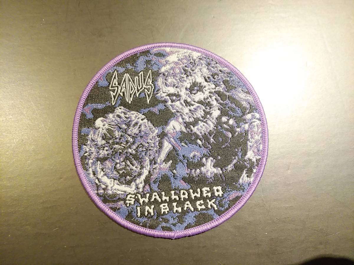 SADUS 丸形 刺繍パッチ ワッペン 紫枠 swallowed in black / entombed autopsy exhumed earache death angel拍卖