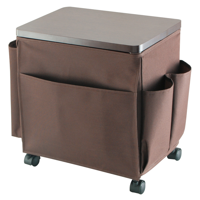 サイドテーブル 天板付き 収納ポケット キャスター付き 小物収納 収納 リビング ソファー ブラウン FUD-1233BR拍卖