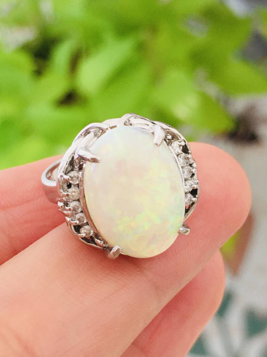 オパール ダイヤ リング 指輪 PT900拍卖