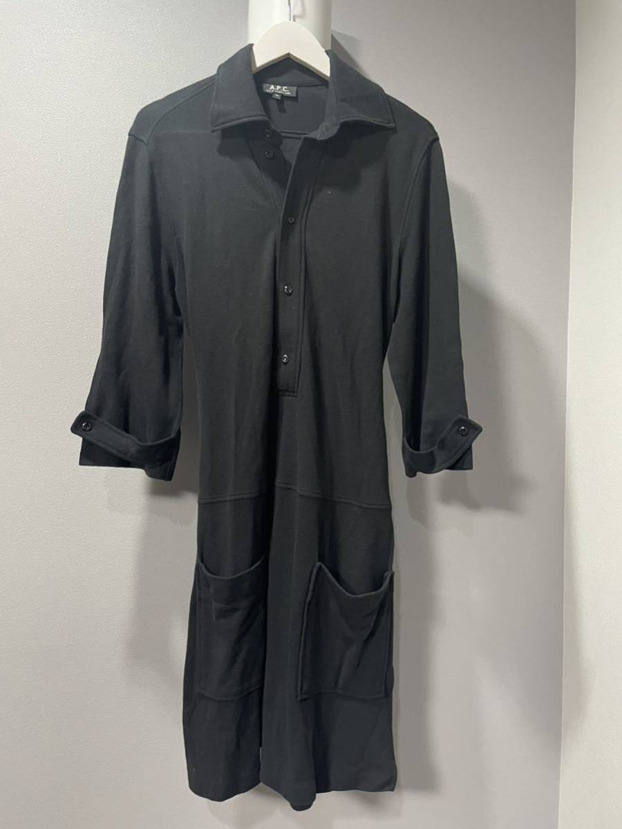 美品アーペーセーA.P.C.長袖ワンピーストップス黒ブラックレディース拍卖