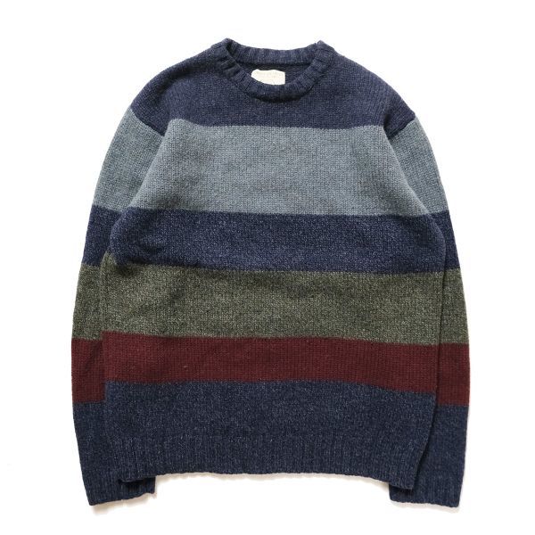 90's 00's アメリカンイーグル 太ボーダー クルーネック ウール ニットセーター (M) マルチカラー 90年代 00年代 旧タグ オールド Y2K拍卖
