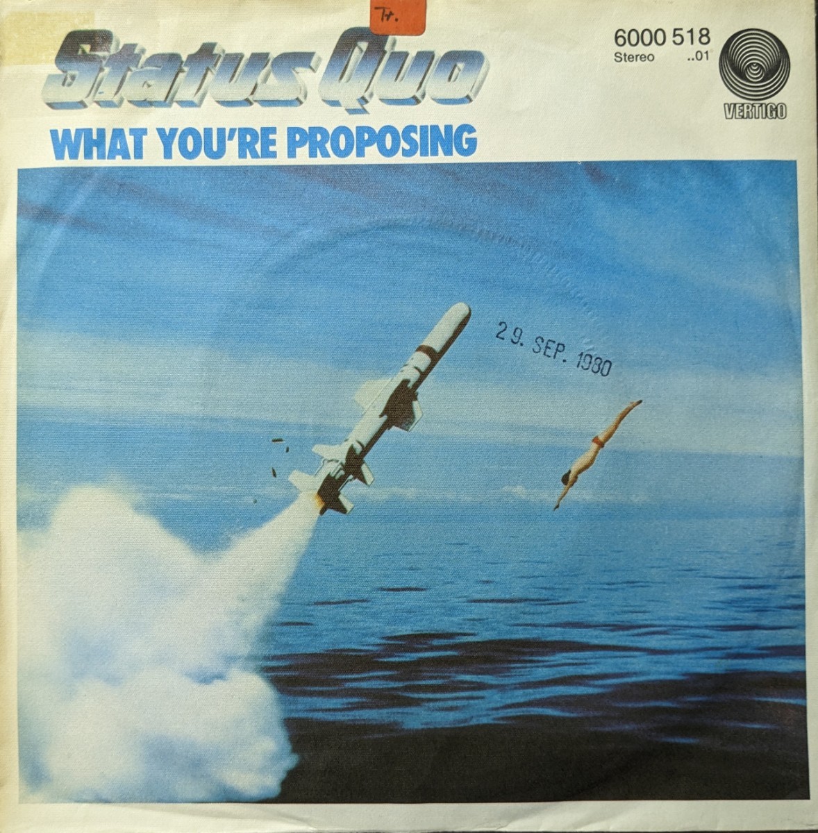☆STATUS QUO/WHAT YOU'RE PROPOSING1980'GERMANY VERTIGO7INCH拍卖