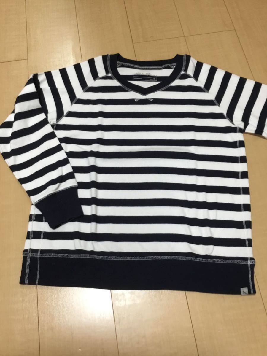 ☆エディバウアー レディーストレーナー Vネックトレーナー スウェット ネイビーボーダー サイズPL☆拍卖