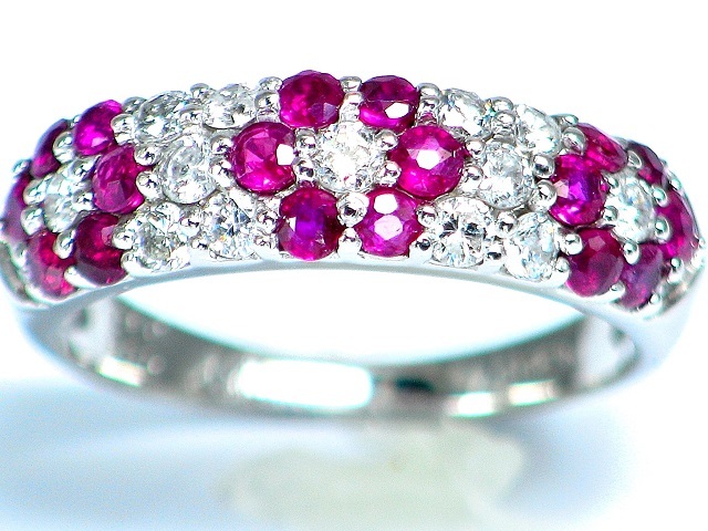 【宝石屋本舗】天然ルビー0.89ct ダイヤモンド0.43ct PT900 フラワーパヴェリング拍卖