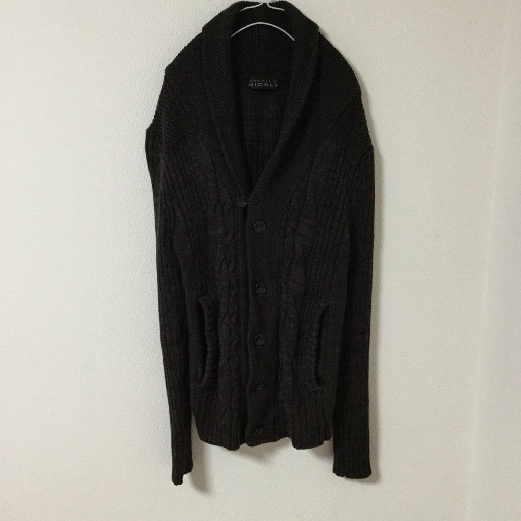 NICOLE ニコル カーディガン 厚手 ダークブラウン コットン拍卖