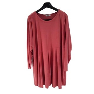 KFC2623◇ 新品 チュニック 長袖 ウエストから下へ斜めに切り替え タック入り 10LCサイズ サーモン拍卖