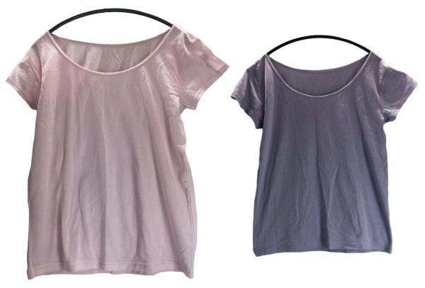 SI0507■ 新品 インナーシャツ 2枚セット 丸首 半袖 無地 薄手で着やすい 3Lサイズ ピンク ラベンダー 送料350円拍卖