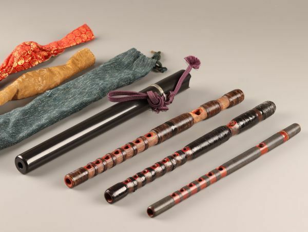 古美術 時代和楽器 竹製 能管 龍笛 三点 時代物 極上品 初だし品 C2646