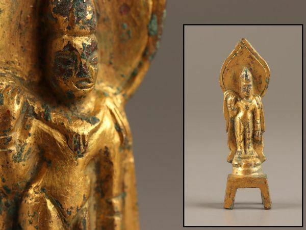 中国古玩 唐物 仏教美術 古銅造 鍍金 仏像 豆仏 時代物 極上品 初だし品 C3093