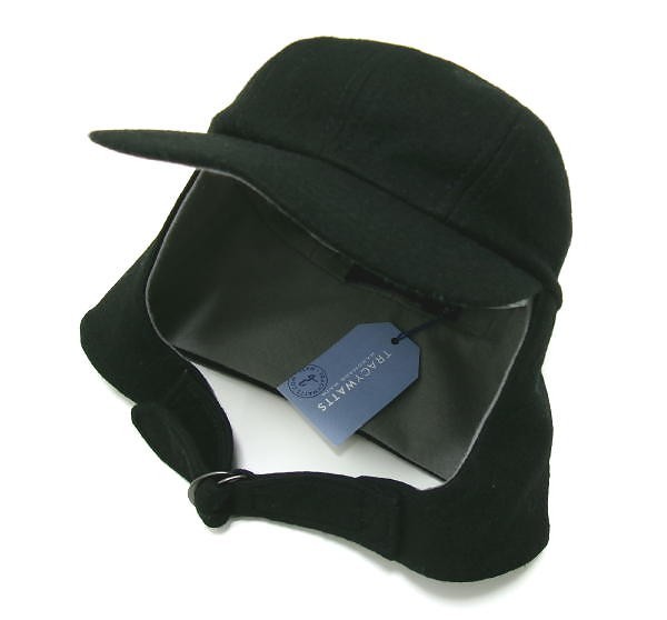 新品★TRACYWATTS★トランシーワッツ★耳当て付き★ウールキャップ★M★ブラック★USA拍卖