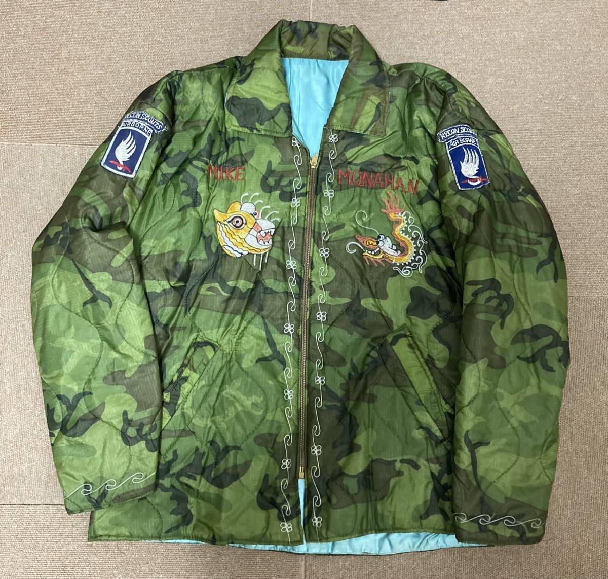 60's ビンテージ ベトジャン 173空挺師団 1960年代ベトナム ポンチョライナー ジャケット スカジャン VIET-NAM スーベニア拍卖