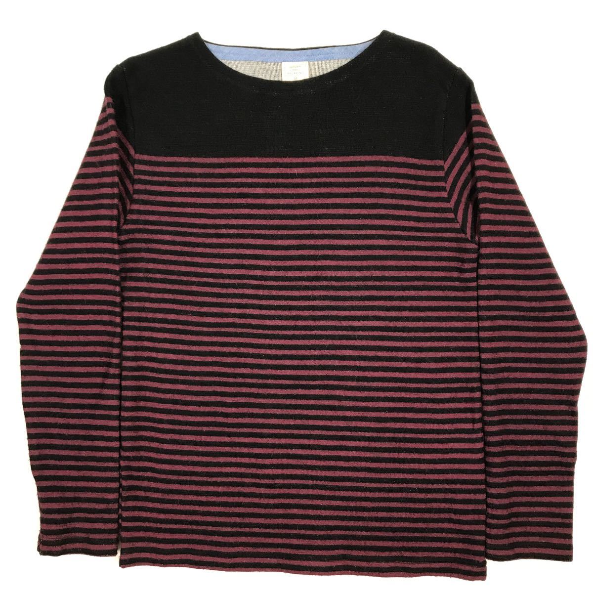 GREEN LABEL RELAXING グリーンレーベルリラクシング 長袖シャツ ウール混 ボーダー柄 メンズ Mサイズ 311-94a拍卖