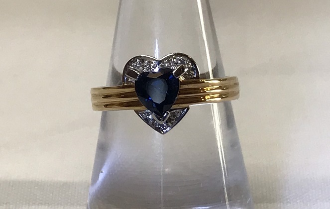 K18 YG Pt900 プラチナ 4.6g サファイア 0.74ct ダイヤ 0.02ct リング 12号 拍卖