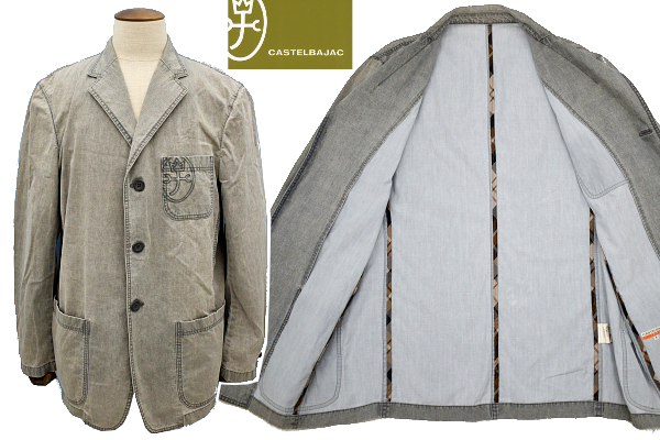 L-2172★送料無料★美品★CASTELBAJAC SPORT カステルバジャック スポーツ★通年 ヴィンテージ加工グレーデニム風 ジャケット ブレザー 4拍卖