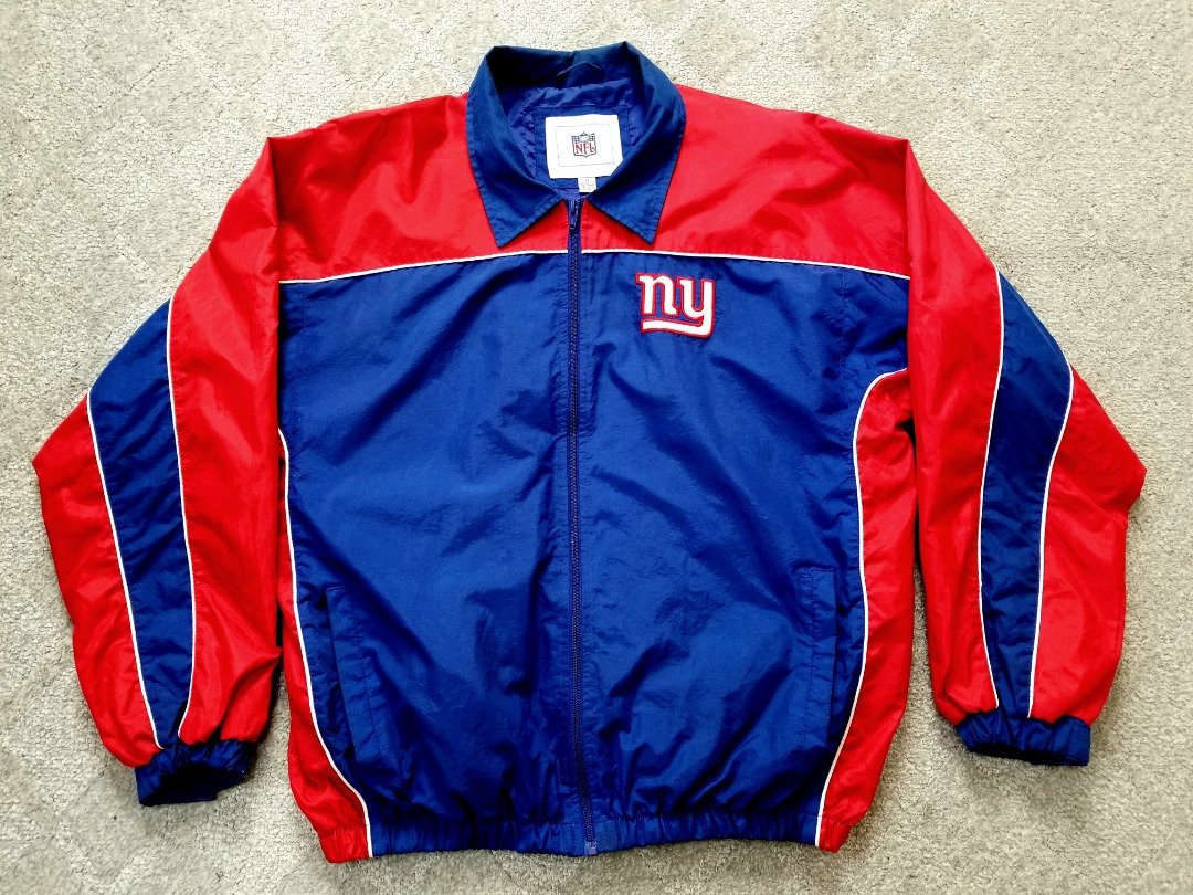 希少 90s~ NFL NewYorkGIANTS ニューヨーク ジャイアンツ ロゴ刺繍 ナイロンジャケット M 作り大き目 L 90年代 ビンテージ拍卖
