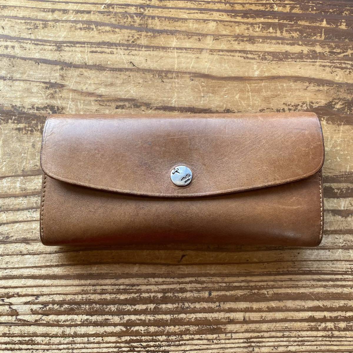 【MOTO モト Leather Arts & Crafts MOTO Leather & Silver レザー 長財布 ロングウォレット ブラウン 茶色 HIDEO MOTOIKE 本池秀夫 中古】拍卖