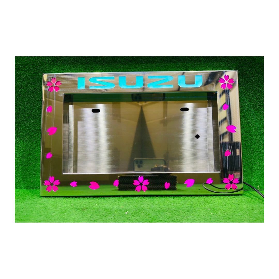 CSI-1 ISUZU タイプ大型ナンバー枠 いすゞ イスズ ナンバー枠 デコトラ ステンレス 鏡面 オリジナル LED 目立つ かっこいい拍卖