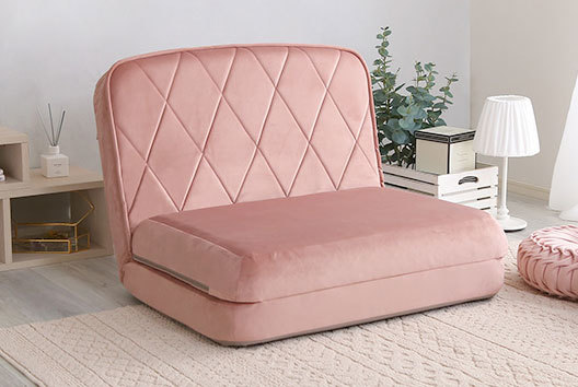 14段階リクライニング機能付き3wayソファベッド 布ピンク色拍卖