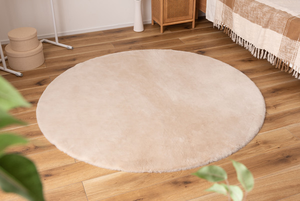 やわらか触感のラグマット ふわふわ やわらかい 直径150cm かわいい シンプル おしゃれ 丸 丸型 円 円形拍卖